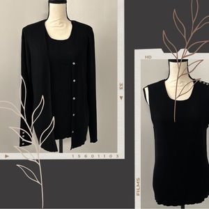 Coldwater Creek Cardigan Set Black Ribbed